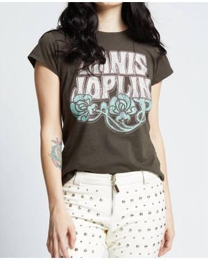 Recycled Karma Janis Joplin Baby Tee - Black