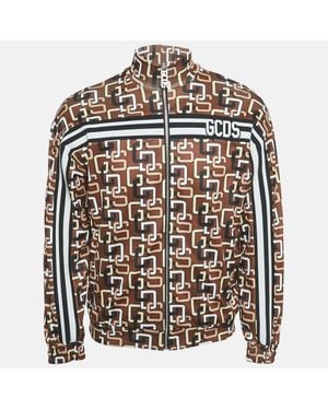Gcds Logo Print Jersey Zip-Up Jacket - Brown