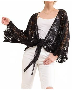 And The Why Boho Cotton Lace Tie Front Wrap Lace - Black