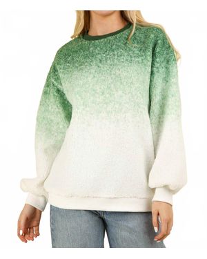 New In Soft Fleece Warm Cozy Ombre Oversized Knit Top - Green