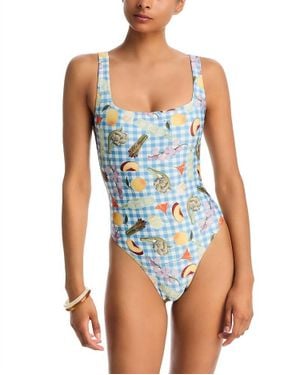 Aqua Lisa Says Gah Printed One Piece Swimsuit - Blue