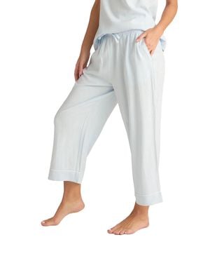 Faceplant Dreams Linen Blend Pj Capri Pant - Blue