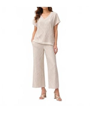 Joseph Ribkoff Pleated Satin Boxy Pull-On Culotte Pants - Natural