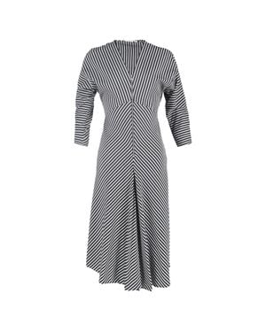 Maje Rava Striped Twill Midi Dress - Gray