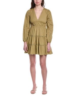Sail To Sable V-Neck Cinched Waist Mini Dress - Natural