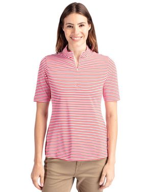 Cutter & Buck Virtue Eco Pique Stripe Recycled Top - Pink