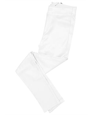 Bianco Flat Front Coated Pants - White