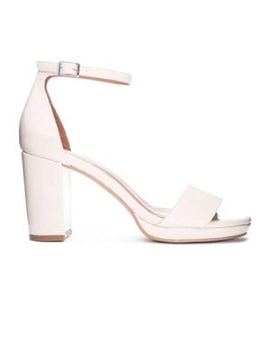 Chinese Laundry Teri Vegan Leather Dress Chunky Heels - White
