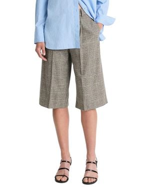 Vince High-Rise Plaid Wool-Blend Short - Gray
