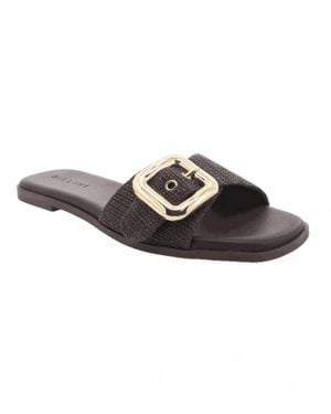 Billini Vasili Raffia Buckle Sandals - Black