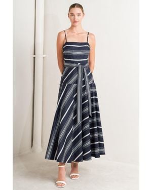 TRUEDAMES Sweet Escape Stripe Woven Midi Dress - Blue