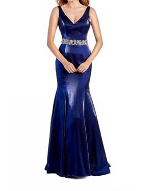 Alyce Paris Shimmer Satin Mermaid Gown - Blue