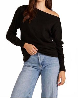 Bobi Drop Sleeve Boat Neck Top - Black
