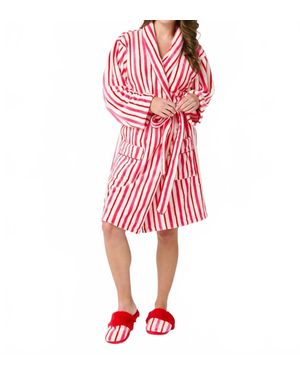 Shiraleah Candy Striped Bathrobe - Red