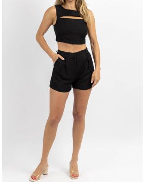 Crescent Milly Linen Short Set - Black