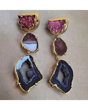 Avenue Chic Lisa Geode Earrings - Purple
