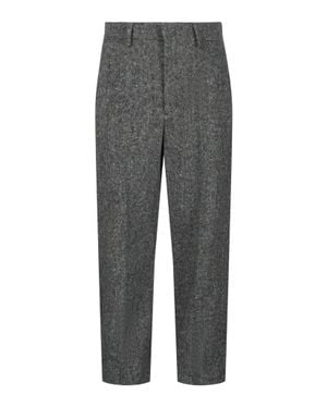 Valentino Wool Checkered Dress Pants - Gray