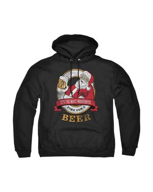 Gildan Christmas Wonderful Time For A Beer Adult Pullover Hoodie - Black