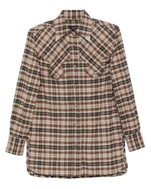 The Seafarer Tex Structured Plaid Pointed-Collar Shirt - Brown