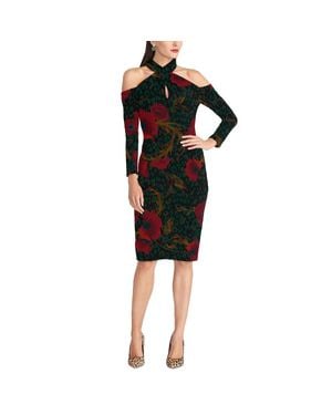 Rachel Roy Halter Floral Bodycon Dress - Black