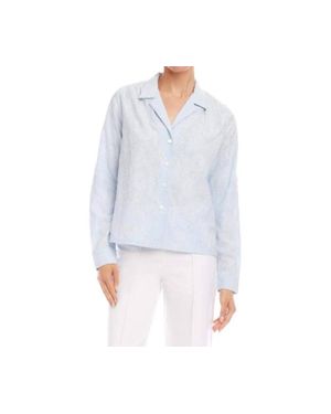 Karen Kane Long Sleeve Embellished Button-Up Shirt - White