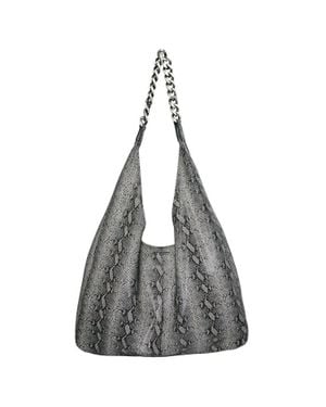 Streets Ahead Leather Chain Detail Hobo Bag - Gray