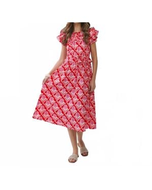 TCEC Lucy Floral Print Midi Dress - Red