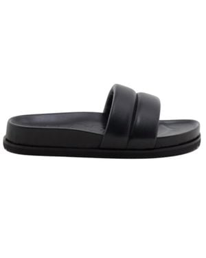 Closed Leather Slippers - Black