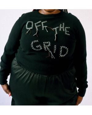 Lingua Franca Off The Grid Crewneck Sweater - Black