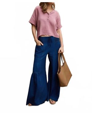 XCVI Zain Twill Tiered Wide Leg Pants - Blue