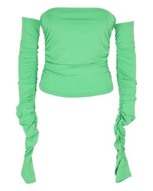 ANDAMANE Off-Shoulder Draped Top With Long Sleeves - Green