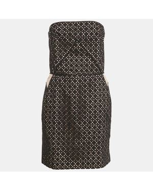 Maje Broderie Anglaise Cotton Strapless Mini Dress - Black