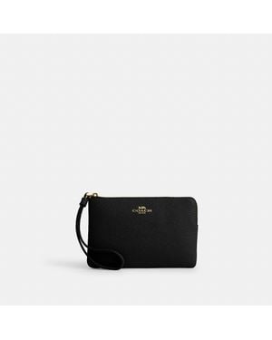 COACH Corner Zip Wristlet - Black