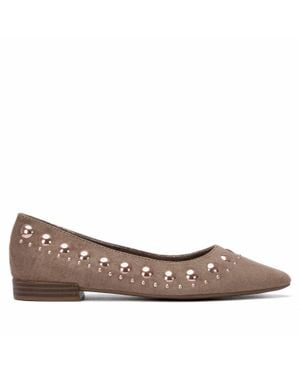 Xti Studded Suede Ballet Flats - Brown