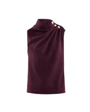Saiid Kobeisy Pleated Top With Buttoned Shoulder - Purple