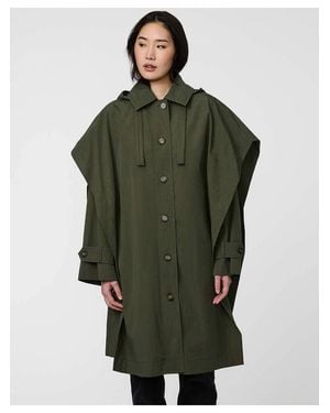 Bernardo Woven Cape Rain Coat - Green