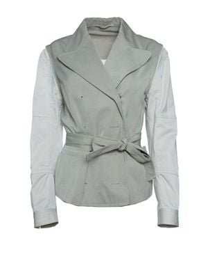 Dries Van Noten Blazer Trench Coat With Belt - Gray