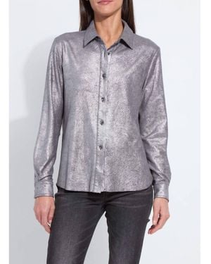 Lyssé Connie Patent Foil Suede Shacket - Gray