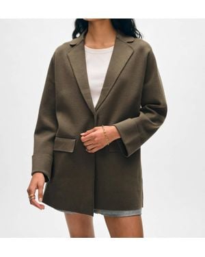 White + Warren Superfine Organic Cotton Oversized Blazer - Green