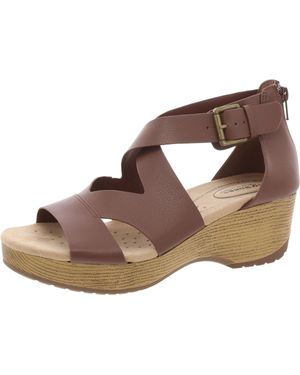 Easy Works by Easy Street Roza Faux Leather Wedge Ankle Strap - Brown