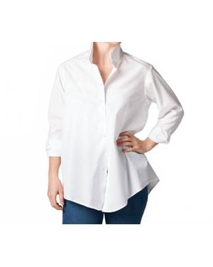Jill McGowan Joan Easy Cut Stand Collar Shirt - White