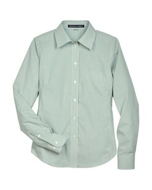 Devon & Jones Crown Collection Banker Stripe Woven Dress Shirt - Green