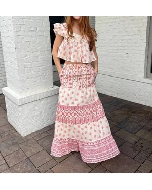 Bila77 Lotus Print Maxi Skirt - Pink