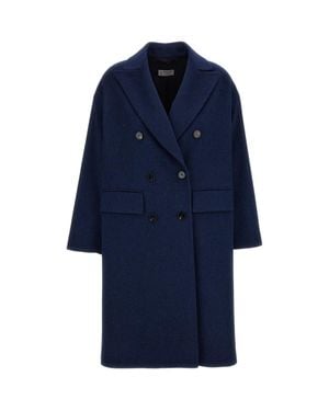 Alberto Biani Double-Breasted Wool Coat - Blue