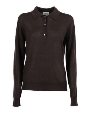 P.A.R.O.S.H. Long-Sleeve Polo With Classic Collar And Refined Knit - Black
