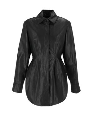 Sportmax Coccole Leather Tailored Shoulder Jacket - Black