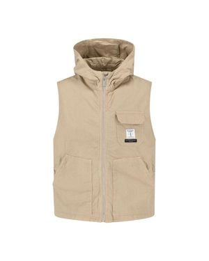 Roy Rogers Hooded Cotton Vest Jacket - Natural