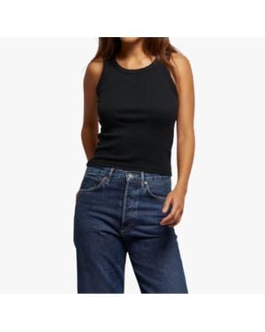 PERFECTWHITETEE Elle Ribbed Tank Top - Black