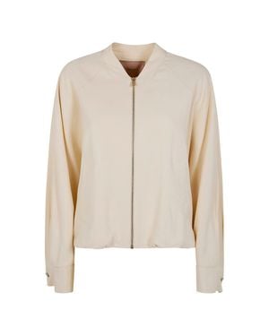 Twinset Cropped Lightweight Jacket With Front Zipper Closure - White