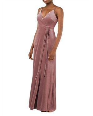 Sorella Vita Romantic Velvet Floor-Length Bridesmaid Dress With Wrap Detail - Purple